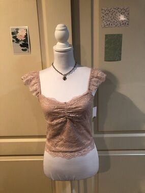 bp Blush Lace Crop Top with Scalloped Hem